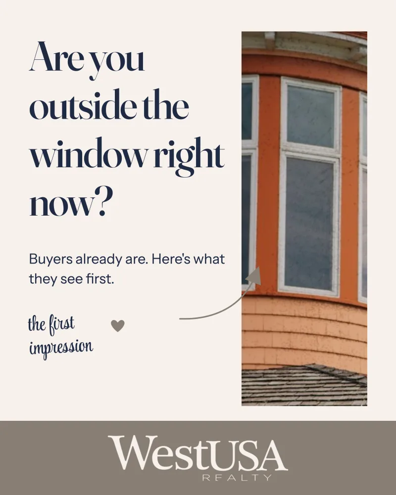"Are you outside the window right now" carousel slide made for Amanda Collins, West USA Realty